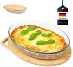 eluno Auflaufform Glas-Auflaufform inklusive Deckel aus Bambus, 3 Liter...