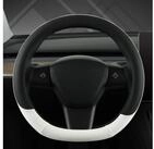 LuxusKollektion Lenkradbezug Lenkradbezug PU Leder Model3 ModelY D Form Schwarz