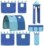 vidaXL Bett Vorh&auml;nge f&uuml;r Hochbett mit Tunnel und Turm Blau