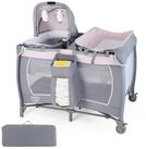 COSTWAY Baby-Reisebett, 1-tlg., Laufstall, Babybett mit Babywiege, Wickeltisch,