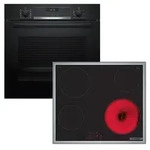BOSCH Backofen-Set Backofen Teleskop AirFry + Elektrokochfeld Edelstahlrahmen autark