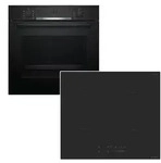 BOSCH Backofen-Set Einbauherd 3D Hei&szlig;luft schwarz + keenberk Induktionskochfeld