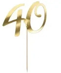 partydeco Tortenstecker, Cake Topper "40" gold 20,5cm