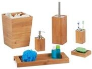 relaxdays Badezimmer-Set Bad Set Bambus 6-teilig, (6-St) braun|silberfarben