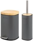 eluno Badaccessoire-Set Badezimmerset aus Metall und Bambus, 2 tlg.