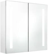 vidaXL Spiegelschrank 62 x 14 x 60 cm LED Bad Spiegelschrank Gl&auml;nzendes Wei&szlig;