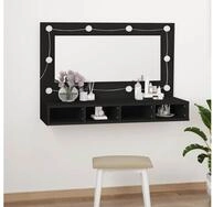 vidaXL Badezimmerspiegelschrank vidaXL Spiegelschrank mit LED Schwarz...