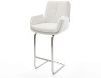 DELIFE Barhocker Clea-Flex, Freischwinger Flach Edelstahl Silberfarben Boucl&eacute;