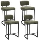 LuxusKollektion Barhocker Barhocker 4er Set Metallgestell Kunstleder Sitzkissen...