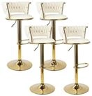 LuxusKollektion Barhocker Barhocker 4er Set H&ouml;henverstellbar Ergonomisch Beige...