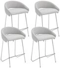 LuxusKollektion Barhocker Barhocker 4er Set Metallgestell Chenille R&uuml;ckenlehne...
