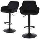 LuxusKollektion Barhocker Barhocker Samtstoff H&ouml;henverstellbar Drehbar Schwarz