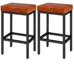 LuxusKollektion Barhocker Barhocker 66 cm Karamell Kunstleder 6 cm Kissen