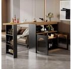 OKWISH Bartisch Ausziehbarer LED Stehtisch 138-193x39x105cm Stauraum Bistrotisch