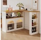 OKWISH Bartisch Ausziehbarer LED Stehtisch 138-193x39x105cm Stauraum Bistrotisch