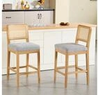 LuxusKollektion Barhocker Barhocker Barst&uuml;hle Rattan R&uuml;ckenlehne Holzbeine 2...