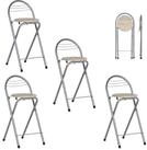 LuxusKollektion Barhocker Barhocker Klappbar Lehne 4 Barhocker Holzmaserung und