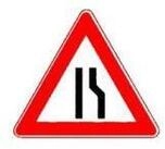 Warnschild VKZ.121-10 Dreieck 900mm verengte Fahrbahn rechts RAL-G&uuml;tezeichen...