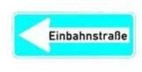 Warnschild VKZ.220-10, 800x300mm Einbahnstr. links RAL-G&uuml;tezeichen Folie RA2