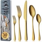 LuxusKollektion Besteck-Set Besteck 30teilig 30 St&uuml;ck Goldene Runde Griffe 30...