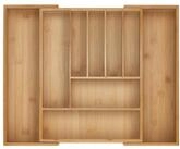 relaxdays Besteckkasten Ausziehbarer Besteckkasten aus Bambus (1 St), 38 cm, 7...