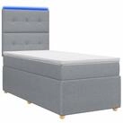vidaXL Bett LED Boxspringbett mit Matratze Hellgrau 90 x 190 cm Stoff (1-tlg)