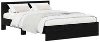 vidaXL Bett Bettgestell mit Kopfteil Schwarz Eichen-Optik 160 x 200 cm (1-tlg)