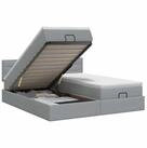 vidaXL Bett Ottoman Bett mit Matratze mit Kopfteil 2 pcs Hellgrau Stoff (2-tlg),