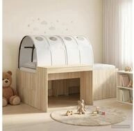 vidaXL Bettgestell vidaXL Bett mit Tunnel 3 stk. Sonoma Eiche und Schwarz