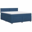 vidaXL Bett Boxspringbett mit Matratze mit Kopfteil Blau 140 x 190 cm Stoff...