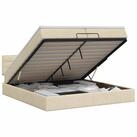 vidaXL Bett Ottoman Bett mit Matratze mit Kopfteil Creme 200 x 200 cm Stoff...