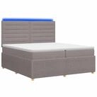 vidaXL Bett LED Boxspringbett mit Matratze Taupe 200 x 200 cm Stoff (1-tlg)