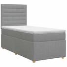 vidaXL Bett Boxspringbett mit Matratze Hellgrau 90 x 190 cm Stoff (1-tlg)