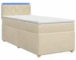 vidaXL Bett Boxspringbett mit Matratze mit Kopfteil Creme 90 x 200 cm Stoff...