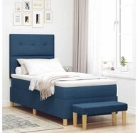 vidaXL Bettgestell vidaXL Boxspringbett mit Kopfteil Blau 190 x 90 cm Stoff