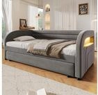STILVORA Polsterbett 90&times;200 Schlafsofa mit LED Tagesbett ausziehbar, ohne...