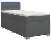vidaXL Bett Boxspringbett mit Matratze und LED Dunkelgrau 90 x 200 cm Stoff...