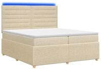 vidaXL Bett LED Boxspringbett mit Matratze Creme 200 x 200 cm Stoff (1-tlg)