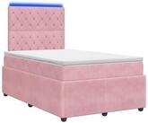 vidaXL Bett LED Boxspringbett mit Matratze Rosa 120 x 200 cm Samt (1-tlg)
