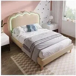 OKWISH Polsterbett Jugendbett in Leinen mit Musik-Modus & Farbwechsel-LED