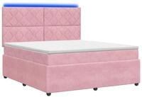 vidaXL Bett LED Boxspringbett mit Matratze Rosa 160 x 200 cm Samt (1-tlg)