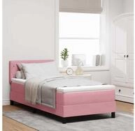 vidaXL Bettgestell vidaXL Boxspringbett mit Matratze mit Kopfteil Rosa 90 x 200...