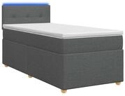 vidaXL Bett Boxspringbett mit Matratze und LED Dunkelgrau 90 x 190 cm Stoff...