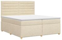 vidaXL Bett Boxspringbett mit Matratze Creme 200 x 200 cm Stoff (1-tlg)