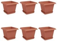 vidaXL Blumentopf Blument&ouml;pfe 6 stk. Ziegelrot Kunststoff (6 St)