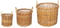vidaXL Aufbewahrungskorb Blumentopfkorb mit Speicher 3 Stk. Naturbraun Kubu...