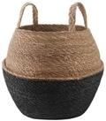 vidaXL Blumentopf Pflanzenk&uuml;bel mit Griffen Schwarz &Oslash; 32 x 32 cm 100% Seegras...