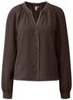 QS Hemdbluse braun,Casual,Polyester,Unifarben,V-Ausschnitt,Langarm,Regular Fit
