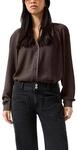 Langarmbluse QS, Damen, Gr. 34, braun, Web, Obermaterial: 100% Polyester, unifarben,