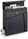 relaxdays Briefkasten Schwarzer Briefkasten mit Zeitungsfach (1-St)